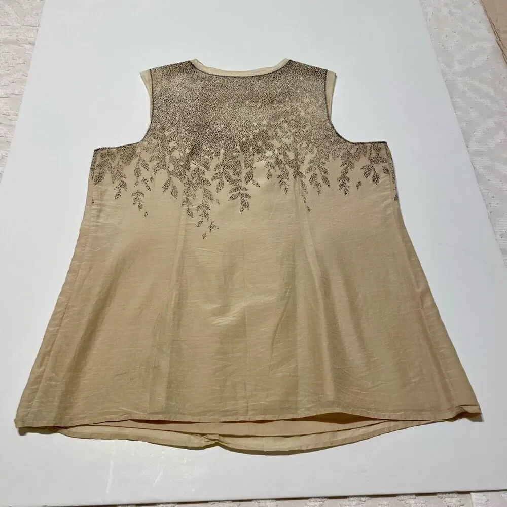 Coldwater Creek Cotton/Silk Blend Sleeveless Top, M boho, hippie, mature summer
